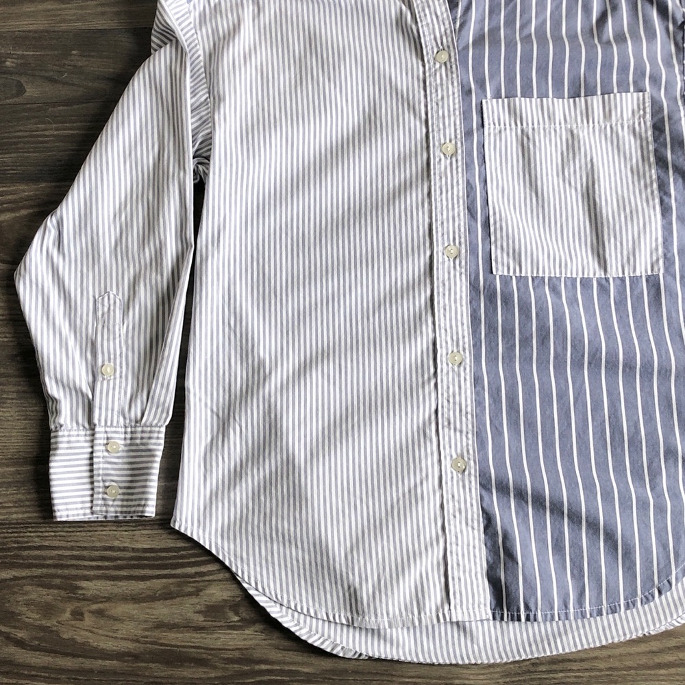 New Abercrombie and Fitch Womens Oversized Poplin Colorblock Shirt Stripe - Picture 5 of 15